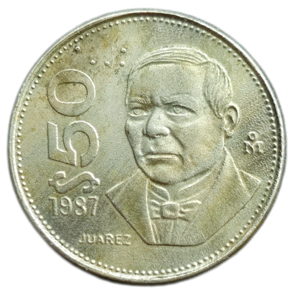 Producto - México 50 Pesos 1987 Benito Juarez Km#495 VF