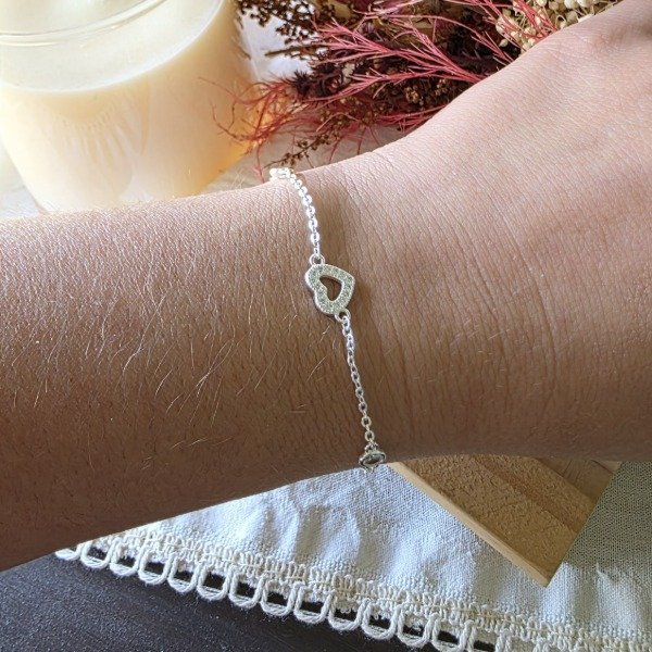 Producto - Pulseras Plata925 con corazón calado con punto de luz