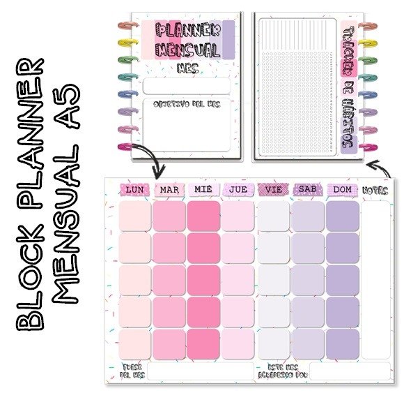 Producto - Planner Mensual A5 - Rosa