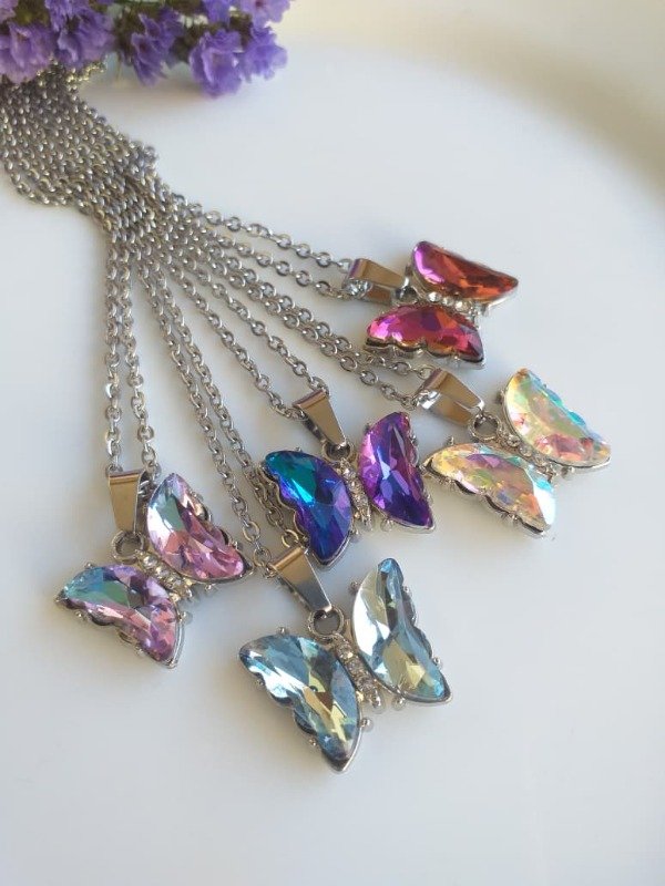 Producto - AQC0041 Collar Mariposa Piedra Tornasol