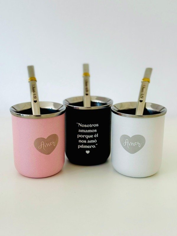 Producto - MATE ACERO (Incluye bombilla) - 1 Juan 4:19