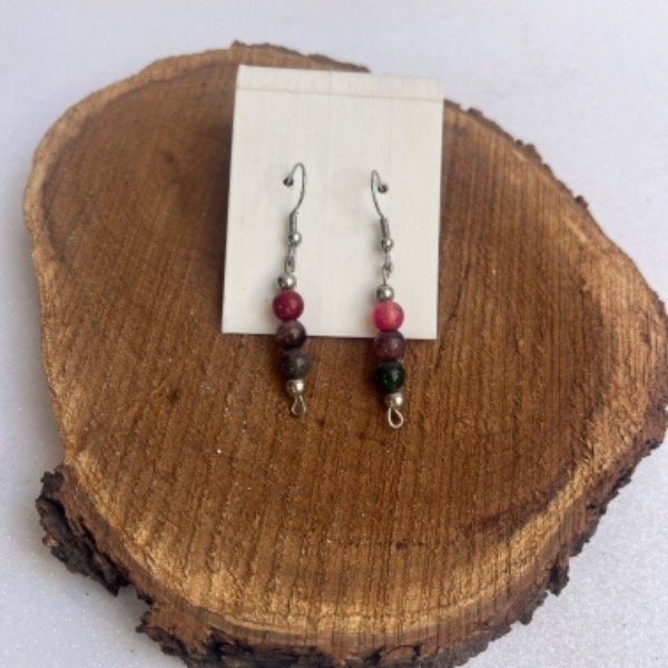 Producto - Aros Mix de Ágatas  - Acero Quirúrgico (2 Unidades)