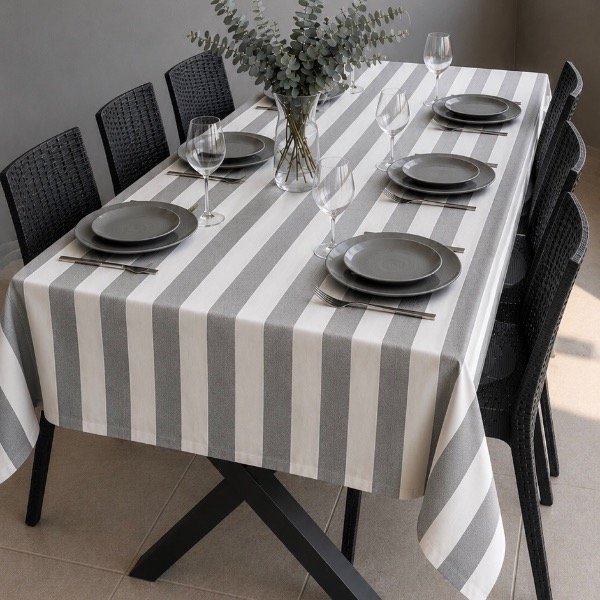 Producto - Mantel Impermeable rayado gris - 0