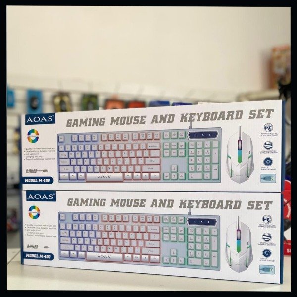 Producto - TECLADO + MOUSE GAMER CON CABLE 1.5M LUZ LED RGB BLANCO