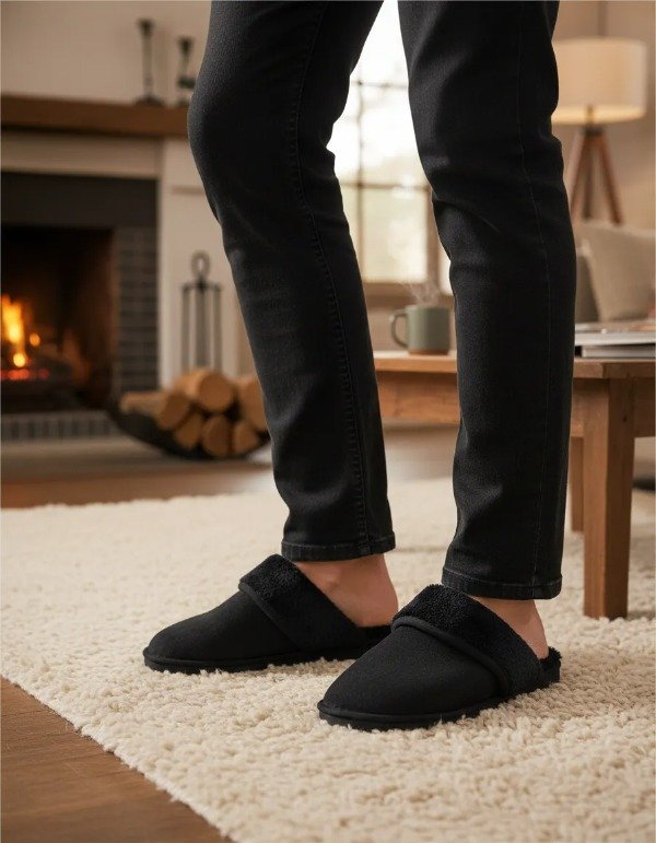 Producto - Pantuflas Hombre Abrigo Simil Piel