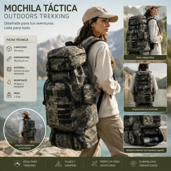 Producto - MOCHILA TÁCTICA OUTDOORS TREKKING 65 LITROS