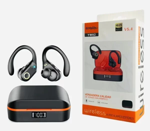 Producto - Auricular Inalambrico Deportivo Con Gancho Para La Oreja Malibu YW02 - 0
