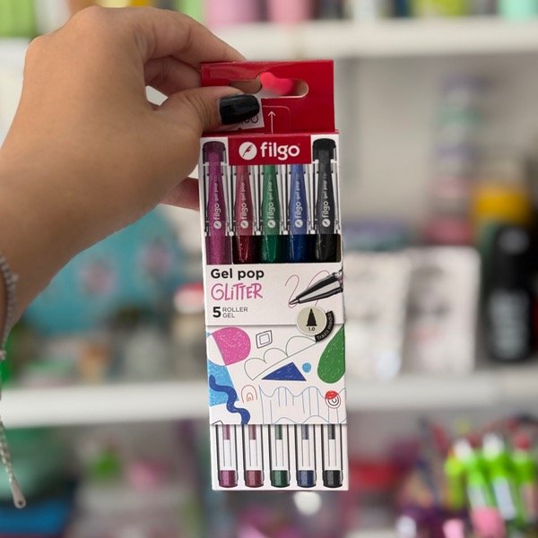 Producto - Lapicera Bolígrafo Gel FILGO x5 Glitter 6884