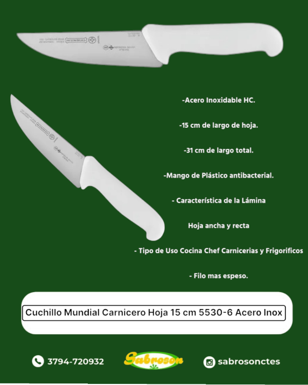 Producto - Cuchilla Carnicera Mundial Frigorifico 5530-6 Color Blanco - 2