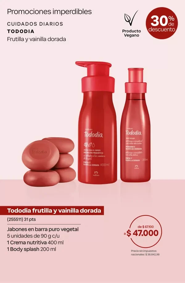 Producto - Tododia frutilla y vainilla dorada  Tododia