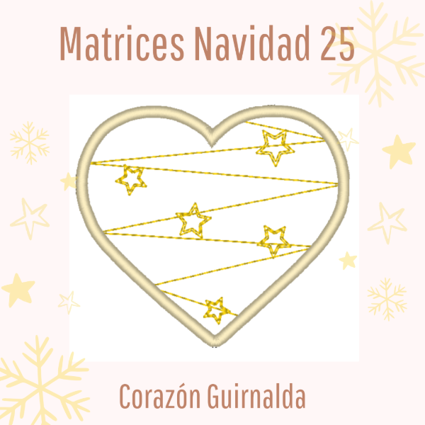 Producto - Matriz de Bordado - "Corazón Guirnalda" - Adorno Navidad 2025 - Estilo ITH