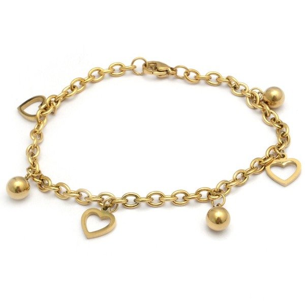 Producto - PULSERA DORADA CORAZONES CALADOS
