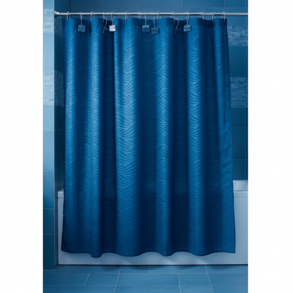 Producto - Kit Cortina para Baño 3D con Protector + Ganchos "Petróleo Cebrado"