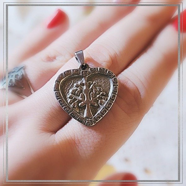 Producto - Dije árbol corazón macizo
