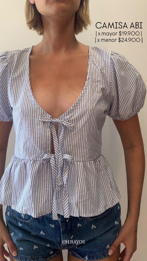 Producto - Camisa Abi (Blanco con Celeste)