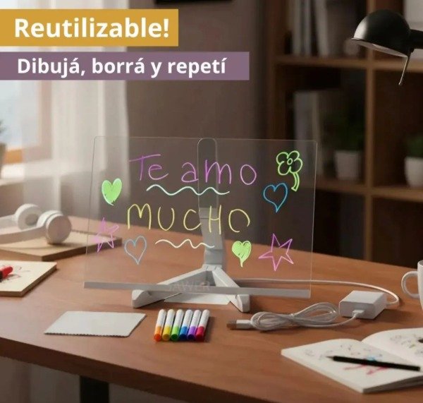 Producto - Pizarra Mágica Led Acrílica Luz Nocturna Usb Dibujar Escribí