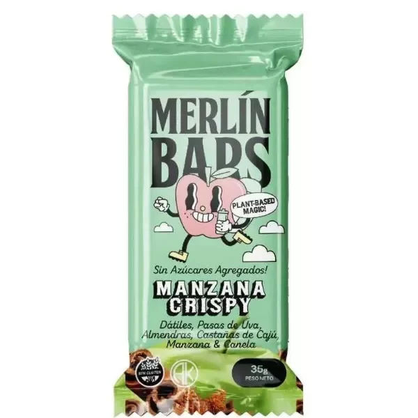 Producto - Barrita de manzana crispy a base de dátiles 35gr MERLIN BARS