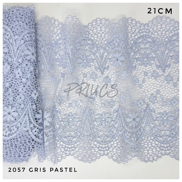 Producto - 2057 Puntilla Elastizada 21cm Gris Pastel