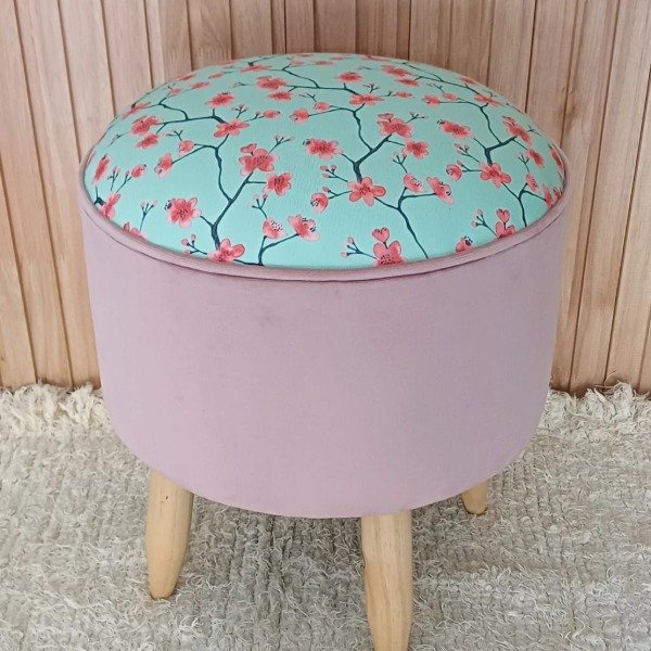 Producto - Puff Sakura + Pana Rosa Viejo