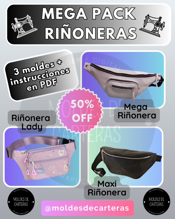 Producto - MEGA PACK RIÑONERAS - 3 MOLDES + PASO A PASO PDF