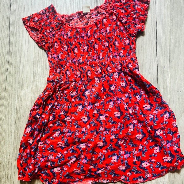 Producto - Vestido Rojo Flores Azules 3A