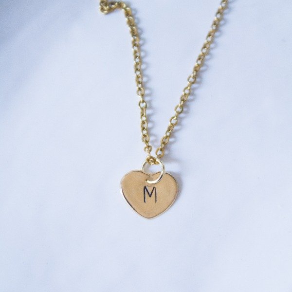 Producto - Chapita Corazón Personalizada - Oro Laminado.