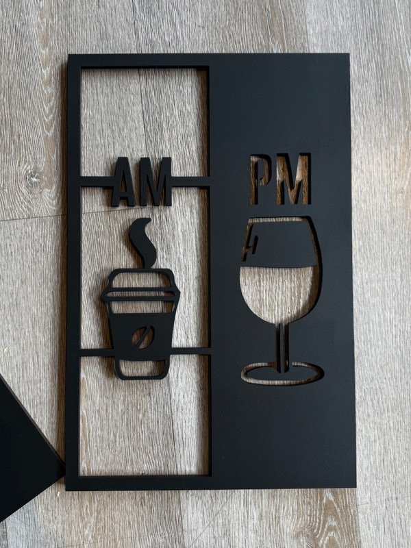 Producto - Cuadro Decorativo Cafe Vino Calado Madera 6mm