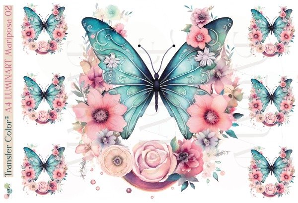 Producto - TRANSFER COLOR A4 LUMINART "MARIPOSA 02"