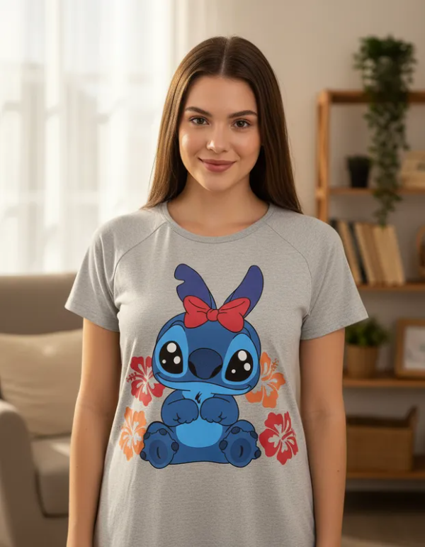 Producto - Remeron Stitch Flores Gris