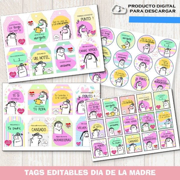 Producto - Kit Imprimible Dia de la Madre TAGS Flork Editable