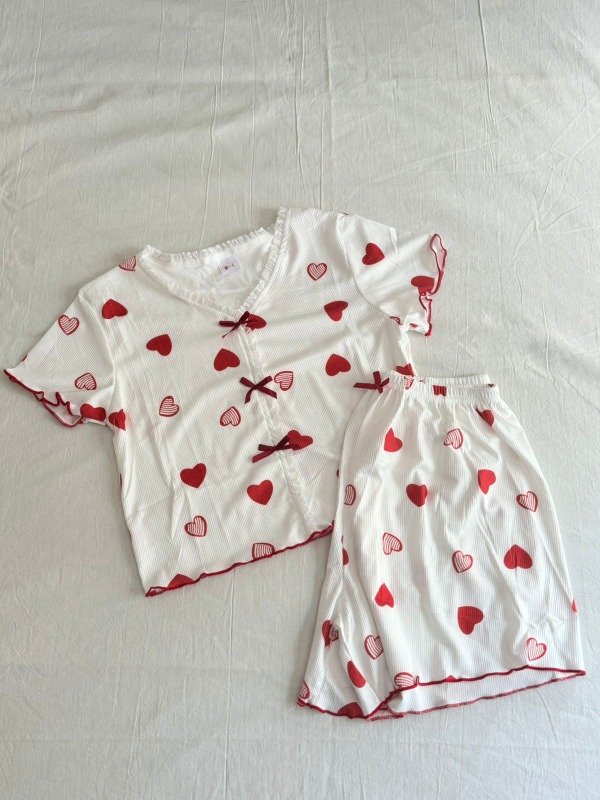Producto - Pijama morley estampado corazón rojo