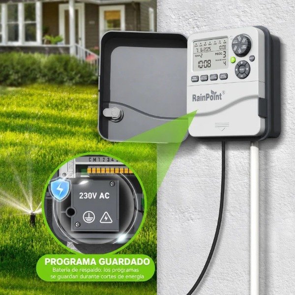 Producto - Programador de Riego Profesional RainPoint 12 zonas Apto Intemperie con Gabinete - 0