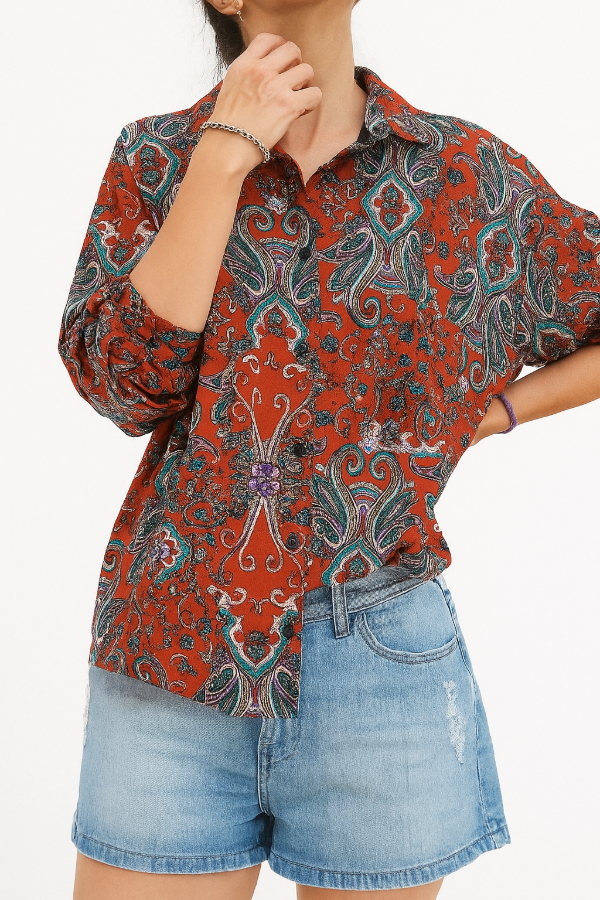 Producto - Camisa arabescos naranja - 0
