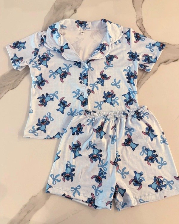 Producto - Pijama camisero de niño - Stitch celeste claro