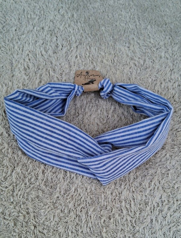 Producto - Vincha Turbante rayas celestes-blanco