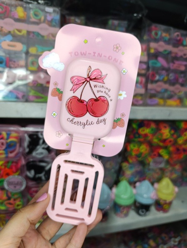 Producto - Cepillos con espejo para cartera de CEREZA