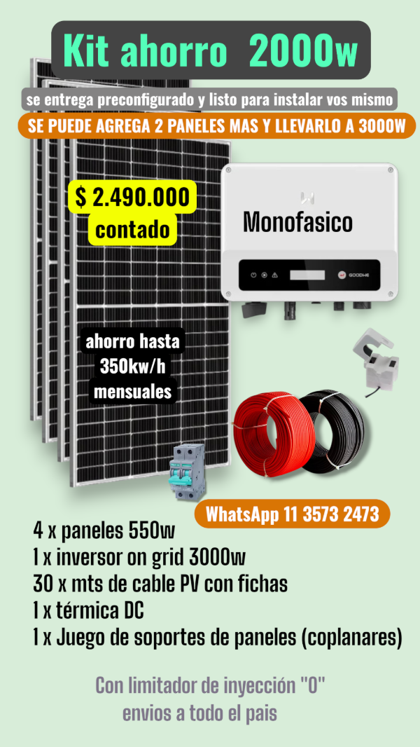 Producto - Kit Solar Ahorro 2000w Ampliable GOODWE con limitador monofásico