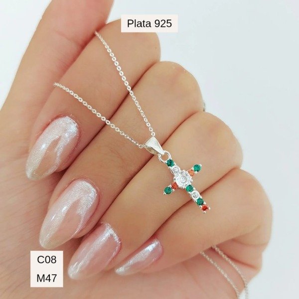 Producto - Cadena mini rolo y dije cruz m. pave
