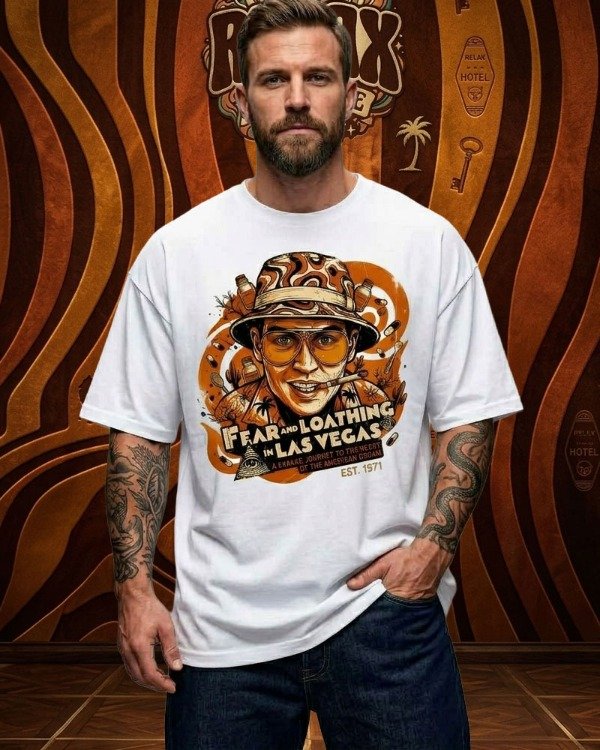 Producto - Remera Estampada Oversize Blanca Panico y Locura en las Vegas