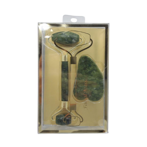 Producto - MASAJEADOR RODILLO JADE + PIEDRA GUA SHA FXL-18002