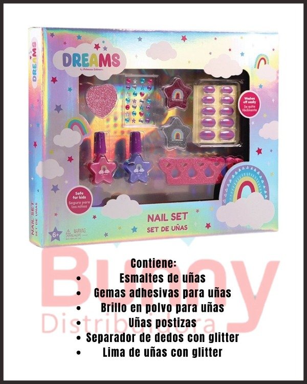 Producto - DREAMS - SET HOLOGRAFICO UÑAS LIMA ESMALTE STICKERS CAJA 7793665651023