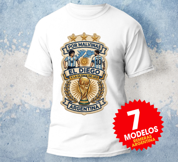 Producto - Plantillas Remeras Por Malvinas Por el Diego Messi Mundial Sublimar DTF #R306