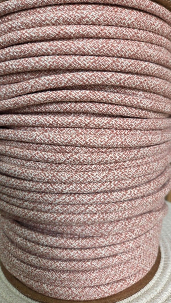 Producto - Cordon de algodón trenzado 6mm MELANGE ROSA VIEJO Y CRUDO - 1