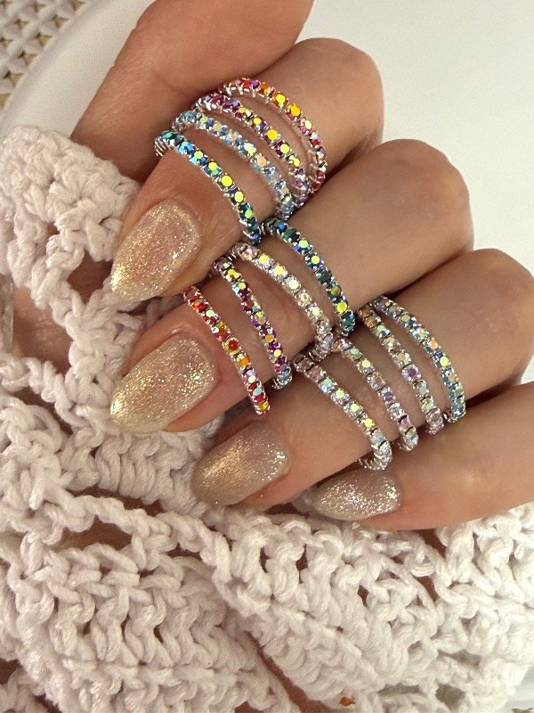 Producto - NF005 Anillo strass elastizado plateado