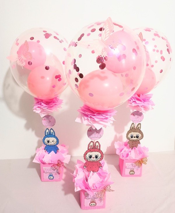 Producto - Centro de mesa labubu con globos doble x unidad