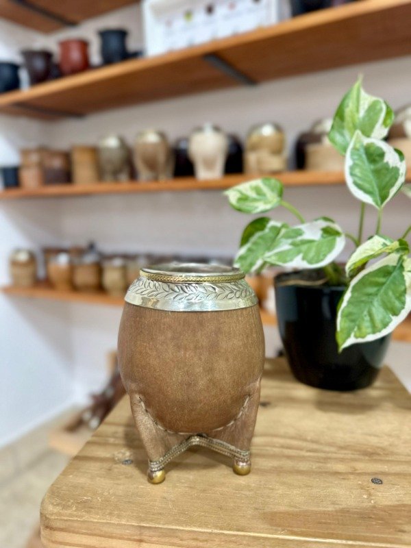 Producto - Mate Torpedo Imperial cuero crudo con base bronce