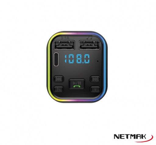 Producto - Transmisor fm p/auto + cargador usb/type-C -ubs p/pen hasta 32gb -display -manos - 1