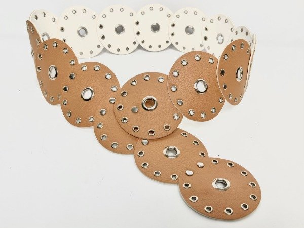 Producto - 105cm Cinto Faja Redondo Camel Ecocuero