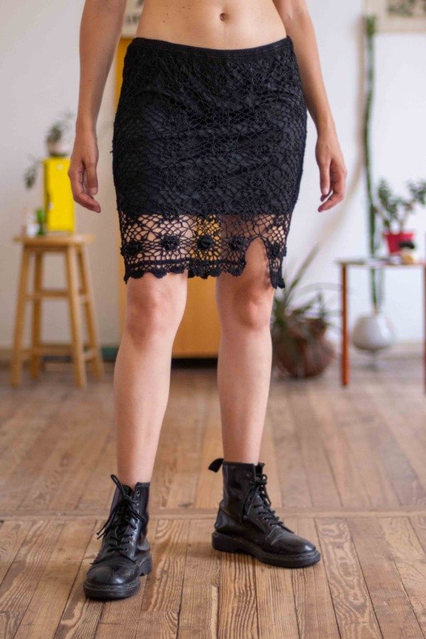 Producto - Falda Var Tejida Negra Talle: L-