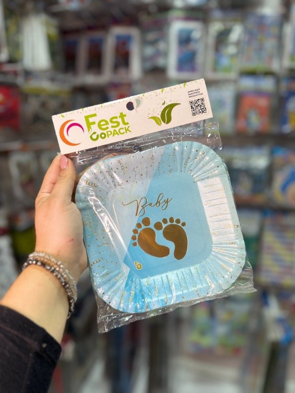 Producto - Platos baby celeste x8u